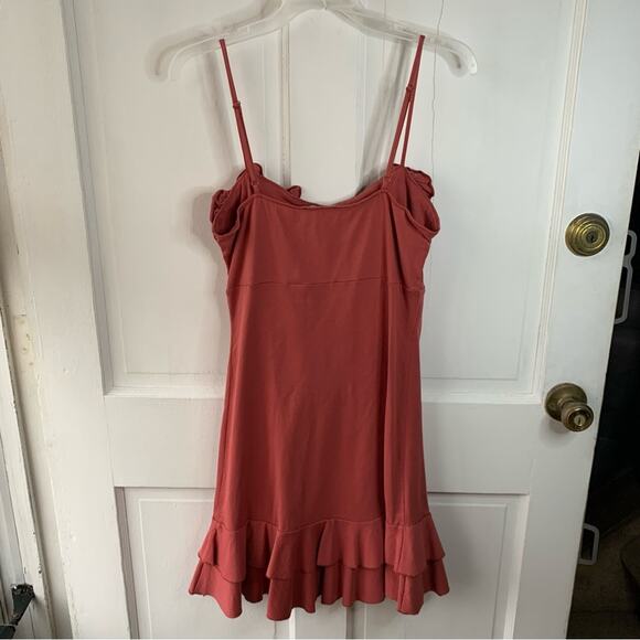 ASOS Peplum Hem Cut Out Red Pink Spaghetti Strap Mini Bodycon Sundress, Size 6 - Picture 7 of 7